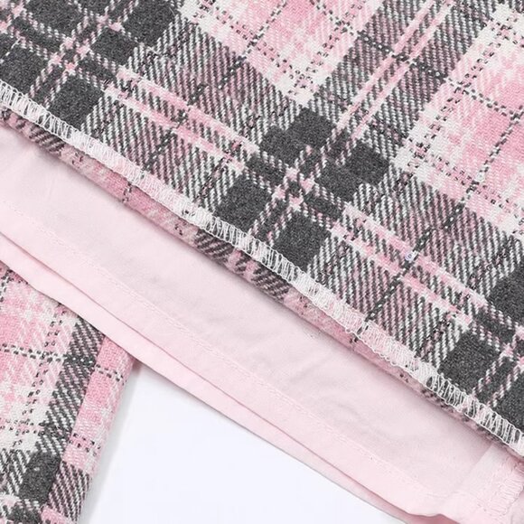 B.Sure Pink Plaid Casual Pants - Picture 4 of 4